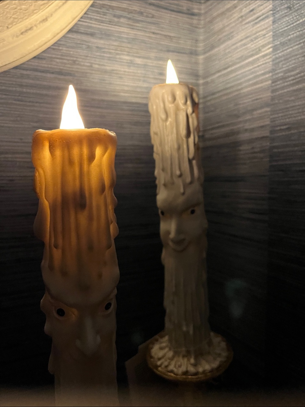 Decorative White Face Drip Candle on Gold Pedestal — Whimsical Home Accent - Picture 8 of 8